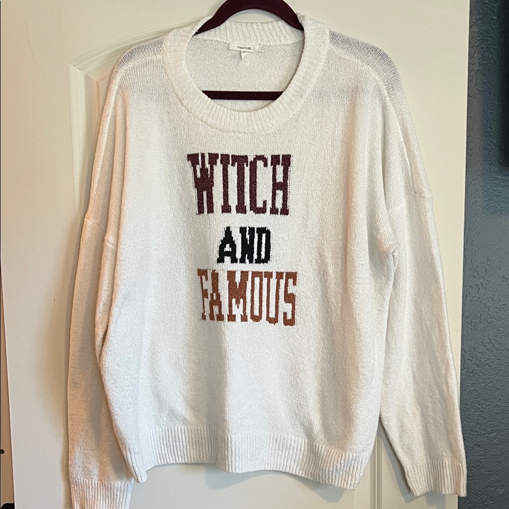 Maurices White 'Witch and Famous' Sweater